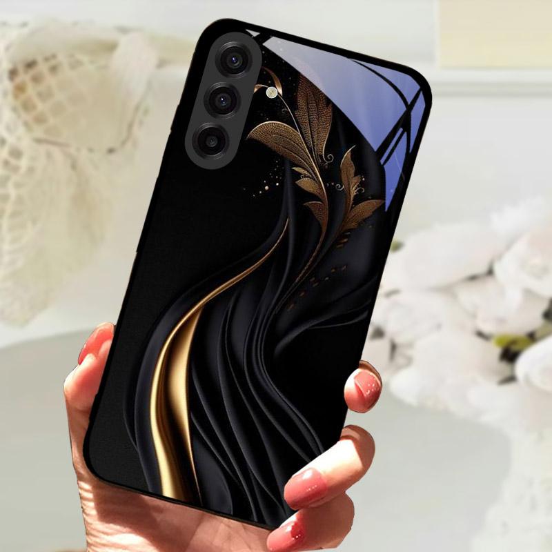 Чехол для Samsung Galaxy S25FE Модный Чехол-бампер с изображением Льва и Цветов из Закаленного Стекла Ударопрочный Защита Камеры для Galaxy S25 S 25 FE