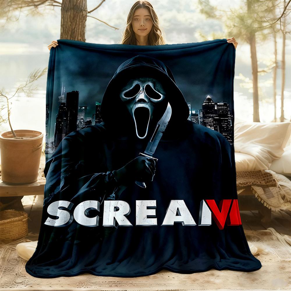 1 шт. Плед ScreamHorror для улицы, легкий фланелевый, мягкий и теплый, для использования в любое время года, для дивана, улицы, кемпинга, гостиной, офиса, кресла