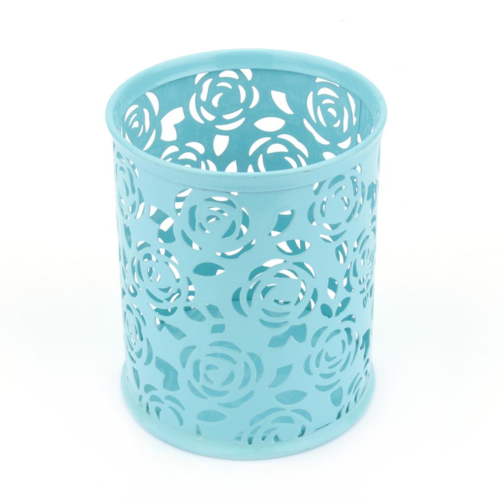 Офисный стол с полым узором в виде розы, держатель для карандашей, контейнер-органайзер(синий)