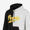 Puma Флисовая толстовка с вышитым логотипом и цветными блоками, мужская толстовка с капюшоном, цвет черный, белый, 534381-04