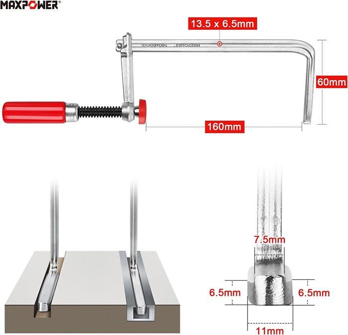 Serre Joint - MAXPOWER - MFT - 2 Pièces - Force de Serrage 220KG - Ouverture 160mm