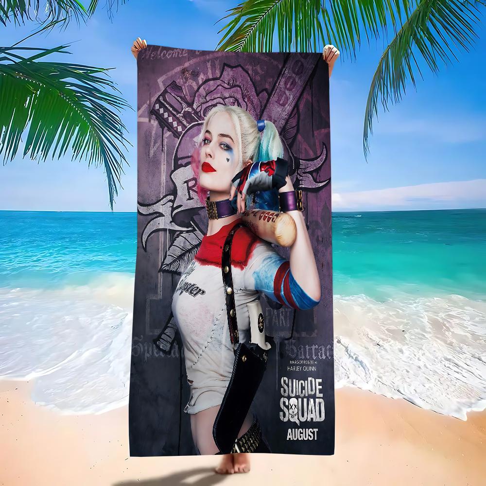 H-HarleyS Cool Q-Quinn Beach Towel Cartoon Cute Summer Kids Large Bath Pool Beach Towel Microfiber Absorbent For Swimming Travel