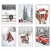 6pcs Santa Claus and Snowman Wall Art Canvas Painting Nordic Winter Snow Scene Prints Poster Living Room Bedroom Christmas Decor