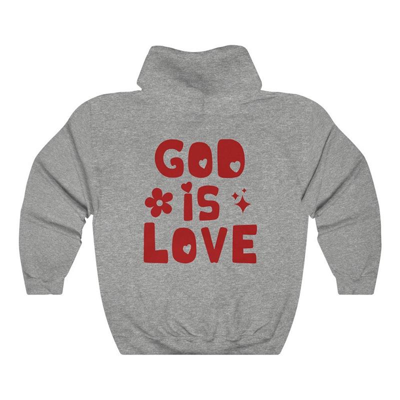 God Is Love Back Print Women Loose Hoodies Religious Sweatshirt Fall Winter Fashion Clothes Christian Fashion Tops Dropshipping