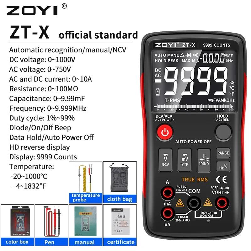 Цифровой мультиметр ZOYI ZT-X T-RMS Автоматический выбор диапазона EBTN ЖК-дисплей Вольтметр/Амперметр постоянного/переменного тока Измеритель емкости, сопротивления, температуры, частоты NCV-тестер