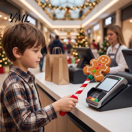 Durable PLA Wand 3D Printed Christmas Contactless Payment Wand, Tap to Pay Credit Card Holder Stick, Holiday Shopping Tool Fun Candy Cane Extension