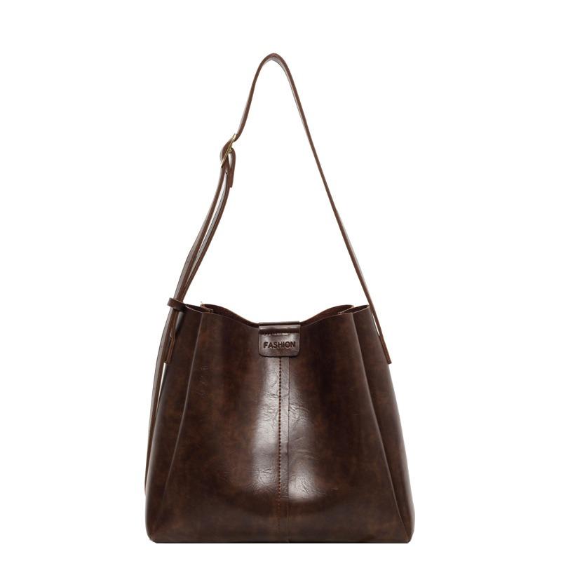 Универсальная женская кожаная сумка из искусственной кожи большой емкости для поездок на работу, новая корейская модная сумка в стиле ретро, ​​однотонная сумка на плечо