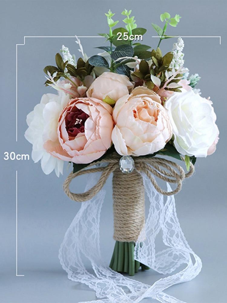 1 букет розовых искусственных пионов, букет свадебных букетов на свадьбу, искусственные букеты пионов для свадебной вечеринки, украшение двора