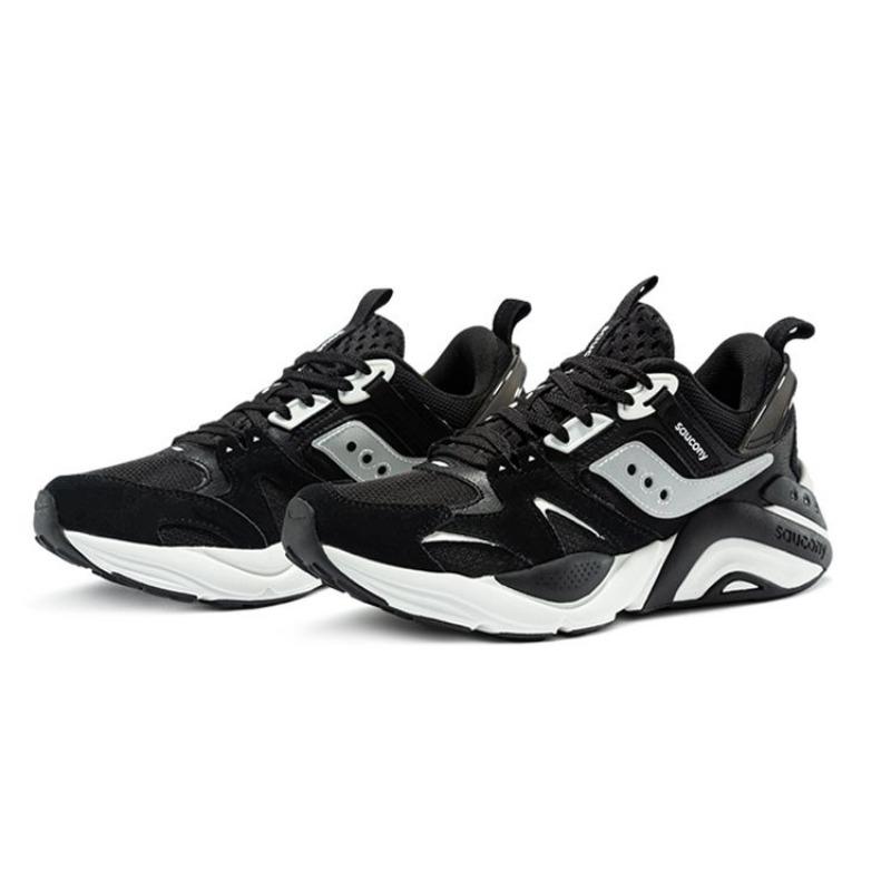 SAUCONY Грамм 9000 Зимние женские низкие повседневные туфли черные белые ткань синтетический ПУ амортизирующие дышащие S69000-2