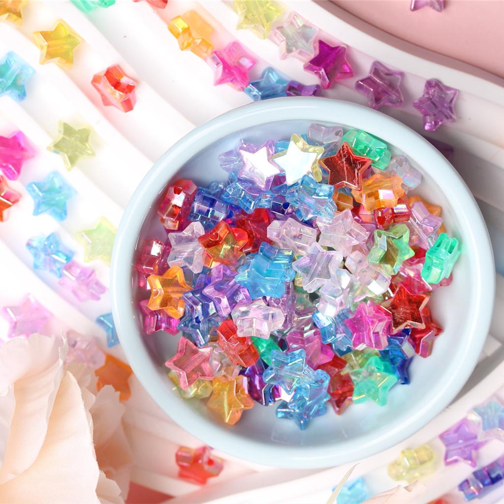 Hanmade Handmade 11*4.5mm Crafted DIY Accessories About240Pcs AB Color Pentagram for Jewelry Making Star Beads Loose Spacer Beads