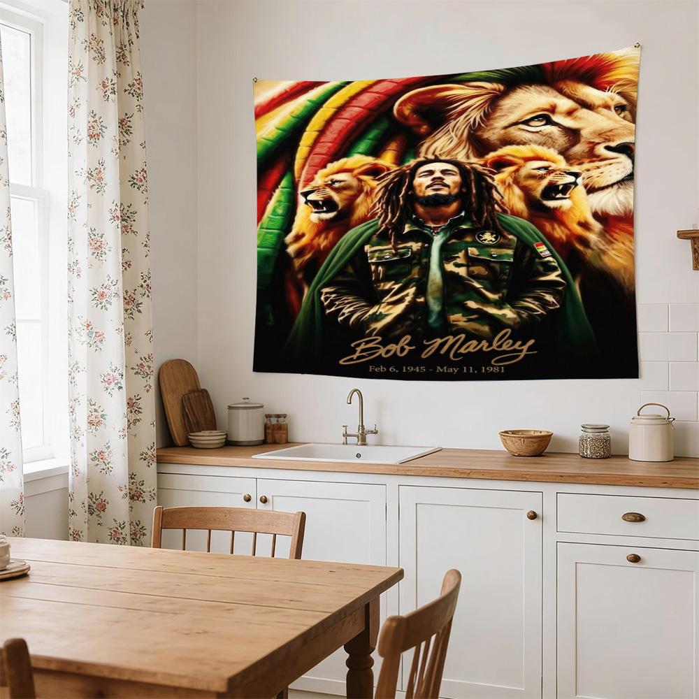 Bob Marley Reggae One Love Reggae Decorative Wall-Hanging Tapestry, Home Ornament for Living Room,Dorm and Fan Parties,Multi-style,celebrities,cartoon