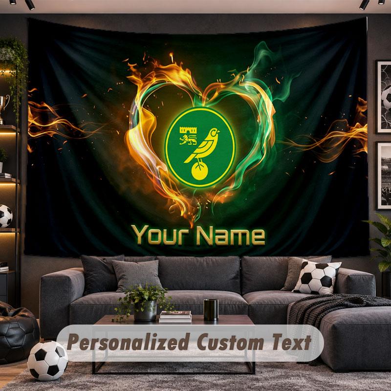 Wall Hanging Tapestry Custom NameNorwich City Pattern Personalized Printed Fabric Wall Decor