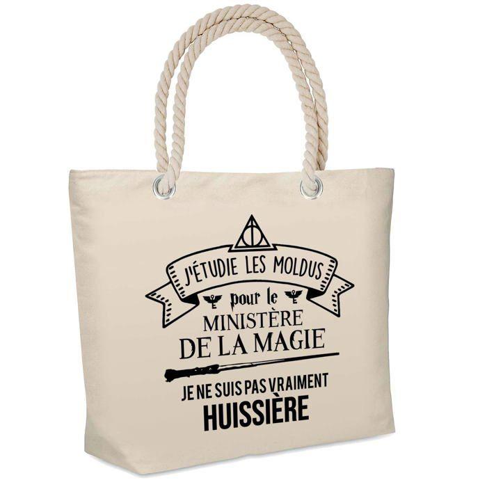 Sac de plage - PLANETEE - isotherme Huissière Ministère Magie Femme - Coton - Grande contenance - Imprimé en France