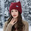Korean Version of Versatile Cat Ears Plus Velvet Hat for Women's Autumn and Winter Casual Windproof Pullover Hat Outdoor Warm Hat