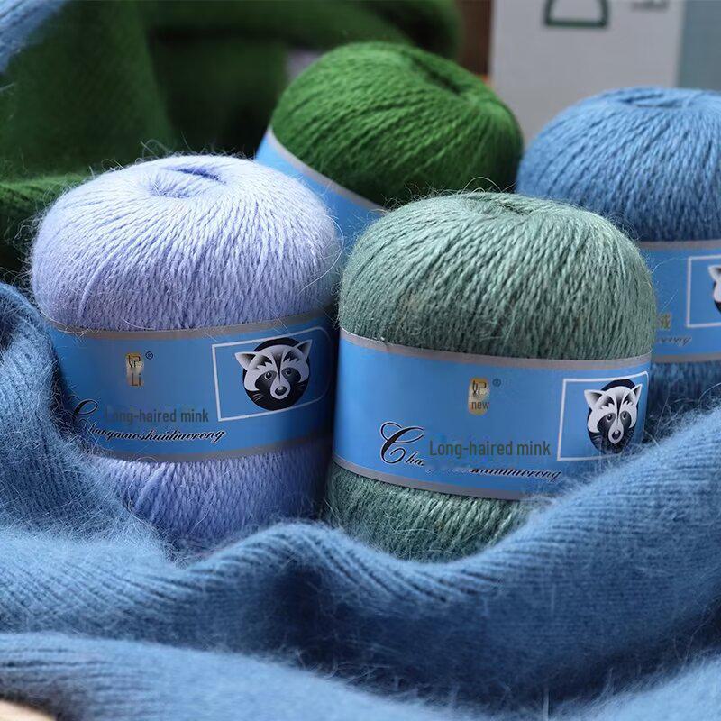 Мягкая пряжа из кашемира ручной работы для шапок и шалей, пряжа из шерсти норки с длинным ворсом средней толщины для вязания крючком