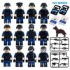 M8008 Police Black Special Police Small Particle Building Block Man Model To Send Weapon Protection Shield Police Dog Toy