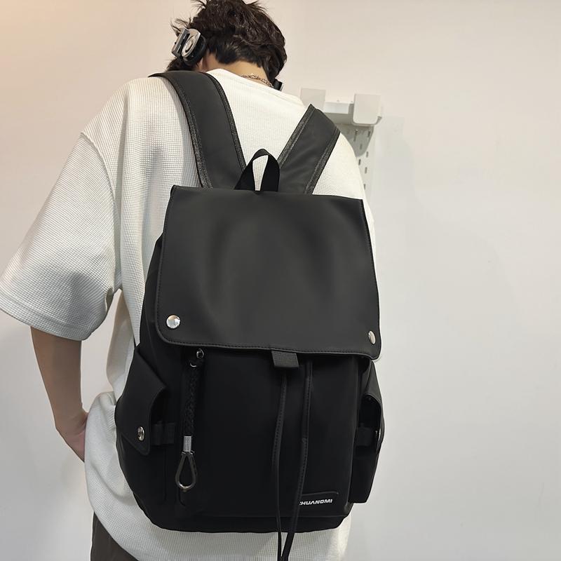 Solid Color Men's Backpack Women's Large Capacity Travel Backpack Student School Bag