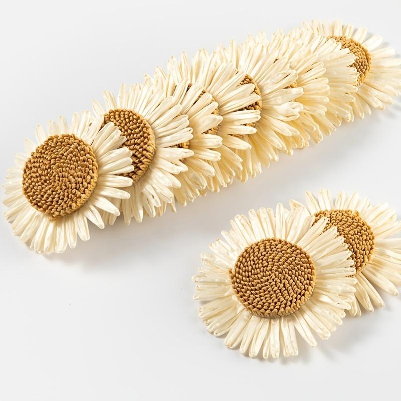 [Поделки из рафии с подсолнухами] Упаковка из 3 штук: подсолнухи и маргаритки, рафия, полипропиленовая трава, поделки — декор своими руками для весны и лета — пляжные шляпы, одежда, шторы,