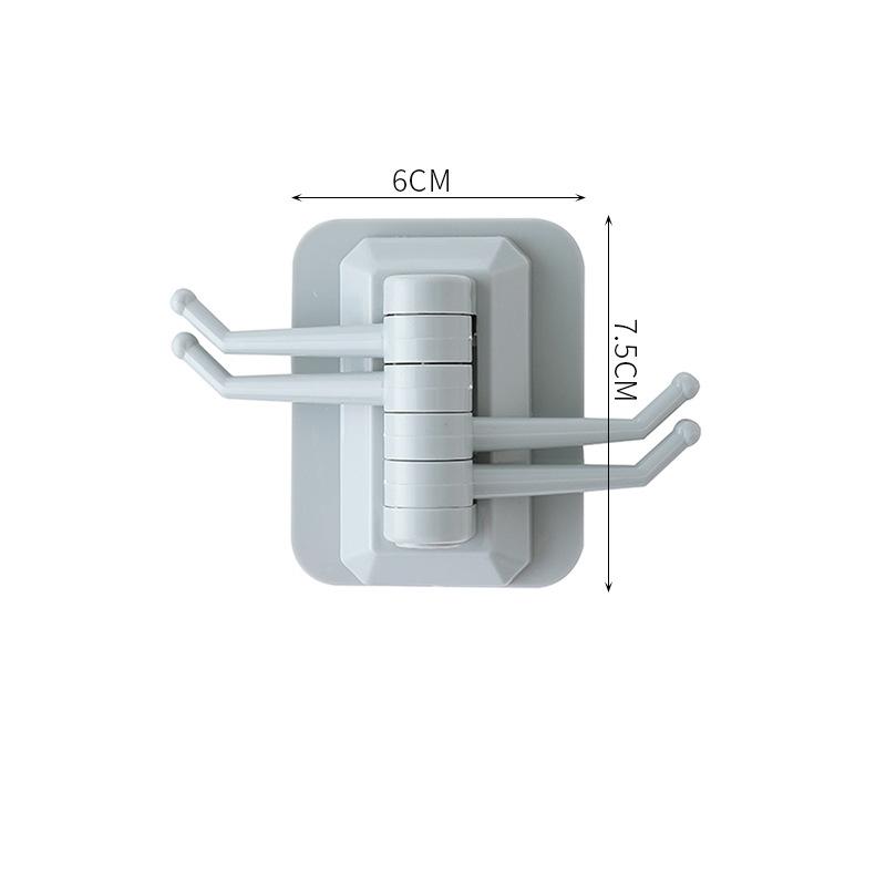 2347-2 Вращающаяся вешалка для полотенец из прочной вискозы с 4 крючками для ванной комнаты, неперфорированный, не оставляющий следов крючок