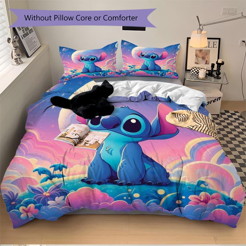 Stitch Space Adventure Print 3Pcs Bedding Setduvet Cover With 2 Bedropillowcase Home Birthday Gift