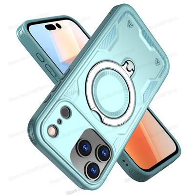 Двухслойный противоударный чехол MagSafe для iPhone 17 Air 16E 11 12 13 14 15 16 Pro Max Plus чехол для телефона с магнитным кольцом и складной подставкой