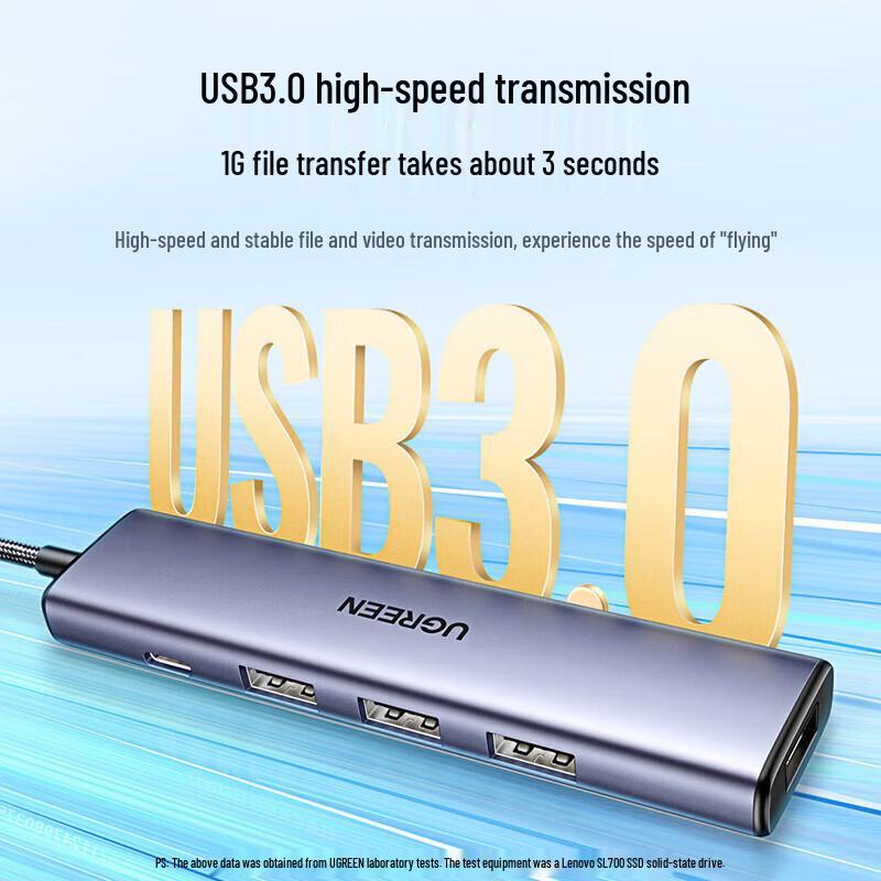 Ugreen USB 3.0 4-Port High-Speed Hub with Power Port