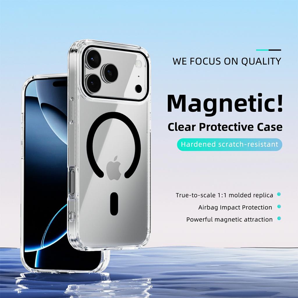 ABEEL For iPhone 17 Pro Case Compatible with MagSafe Anti Scratch Clear TPU PC Phone Back Cover