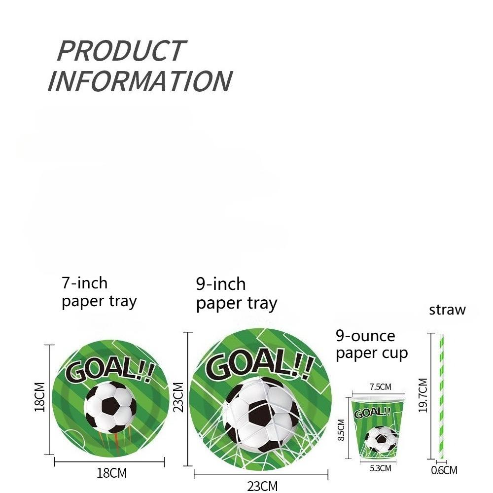 World Cup football themed tableware set, birthday party decoration supplies, disposable paper plates, paper cups, tissues, tablecloths