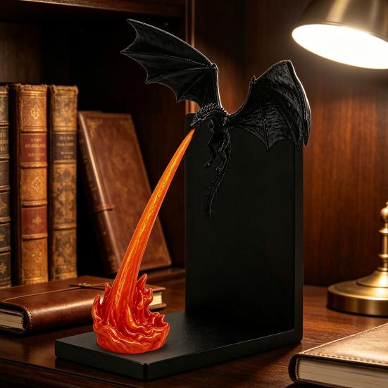 Витрина Украшения Дракон Пламя Уголок для Книг Декор, 3D Печатная Фигурка Огнедышащего Дракона, Светящаяся в Темноте Современная Настольная Модная Игрушка, Темное Украшение,