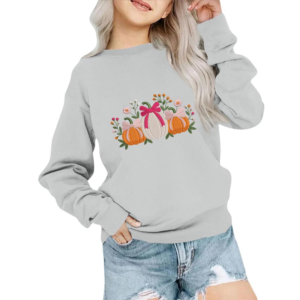 Kids' Fashion Loose-Fit Casual Long-Sleeve Christmas Print Oversized Crewneck Sweatshirt