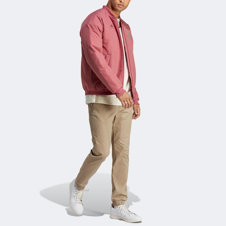 Adidas Мужская хлопковая куртка на молнии с вышивкой в ​​китайской истории Arsenal, розовая HT4456
