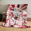 Dynamic player illustrations with bold red text and sharp geometric lines. for all seasons blanket lunch break throw gift