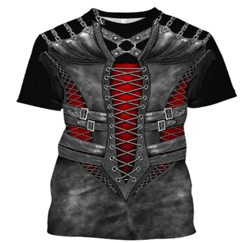 Забавная косплейная 3D-печатная бронежилетная куртка для мужчин, индивидуальная уличная хип-хоп футболка с круглым вырезом и коротким рукавом в стиле авангардного ковбоя-воина