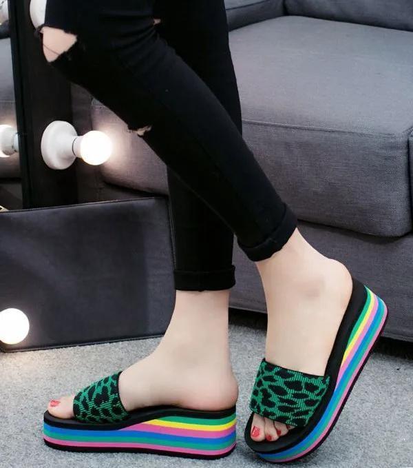 Женские туфли на танкетке с толстой подошвой, нескользящие, пляжные