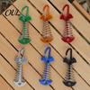Aluminum Alloy Deck Pegs Spring-Loaded Fish Bone Tent Peg, Stake with Reusable Carabiner, Windproof Rope Buckle for Outdoor Camping Fixing