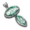 Natural Green Rutile Gemstone Handmade 925 Sterling Silver Pendant 2.96" N6e03
