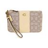 New Wristlet Cotton With Cow Leather Clutch Women's Beige CI190-B4SHG