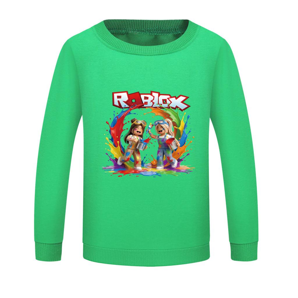 5577 Детская толстовка с принтом Roblox, разноцветная, для мальчиков и девочек, с круглым вырезом, с длинными рукавами