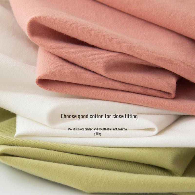 Женский однотонный топ из чистого хлопка с длинными рукавами