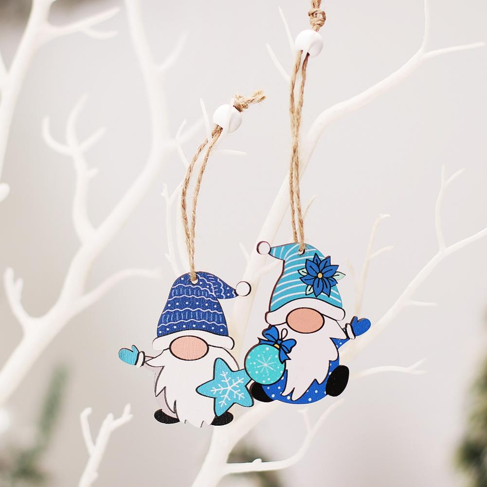 Рождественский гном, подвесные украшения, кукла Санта, деревянные подвесные ремесленные украшения для декора рождественской елки, праздничная вечеринка, 12 шт.