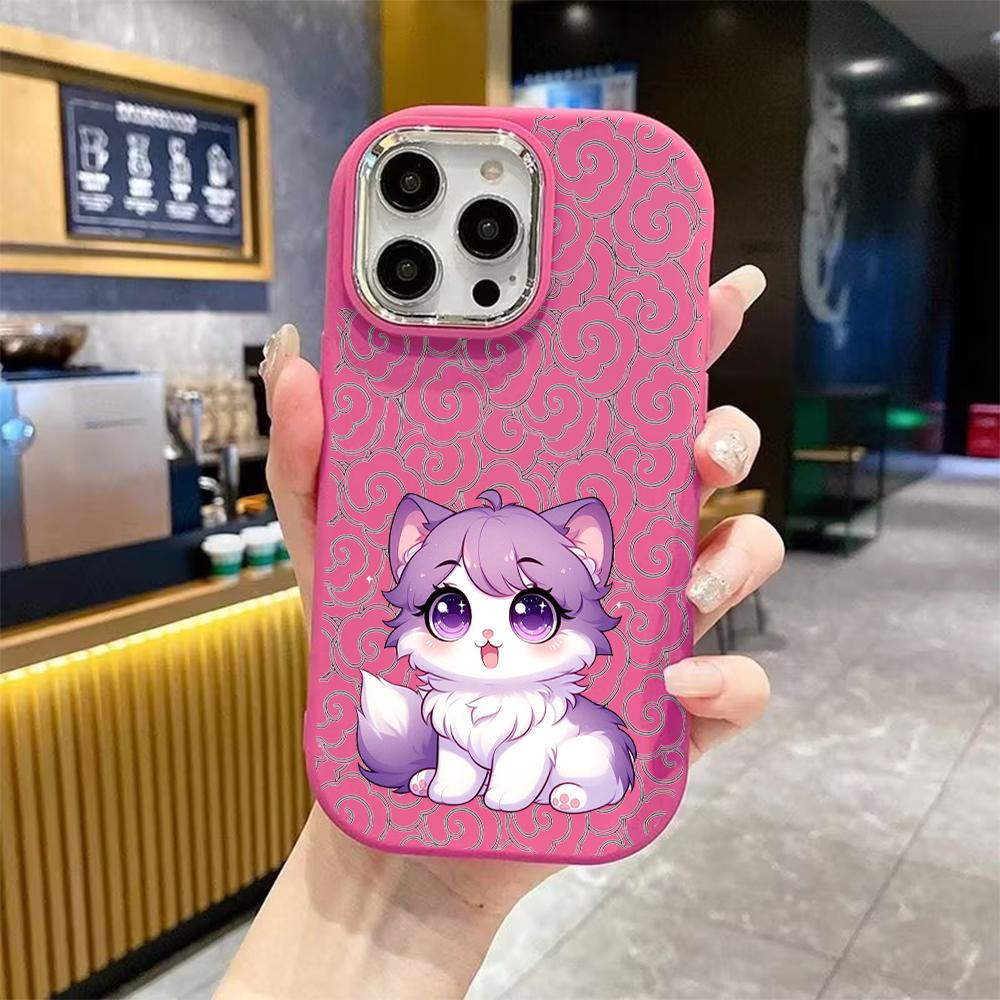 Phone case: 2D flat case suitable for iPhone 18, 17, 16, 15, 14, 13 Pro cases, couple styles, long-haired kittens, Christmas and Halloween gifts