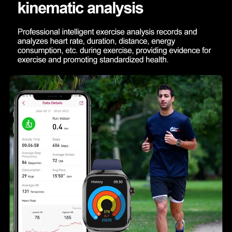 Умные часы ECG+PPG с функцией звонков по BT, push-уведомлениями, физическим обследованием, монитором здоровья, артериального давления, мочевой кислоты, кислорода в крови, спортивные умные часы