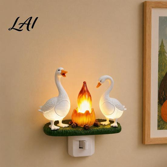 Party Atmosphere Lamp Goose Campfire Night Light 3D Small Electric Faux Flame