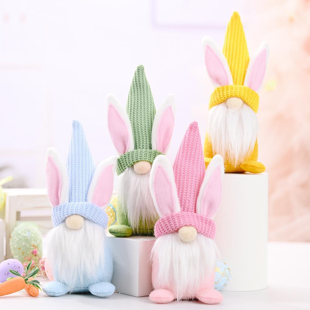 Fabric Easter Bunny Gnome House Accent With Handmade Craft For Seasonal Celebrations