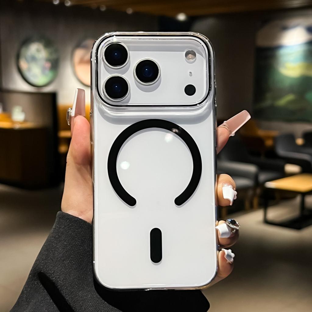 Роскошный прозрачный магнитный чехол для телефона для iPhone 17 16 15 14 Pro Max 17Pro Air Для Magesafe Беспроводная зарядка Прозрачная задняя крышка