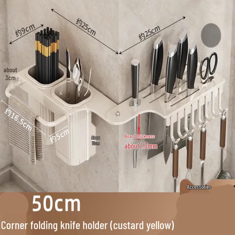 Mid-Century Wall-Mounted Foldable Kitchen Organizer with Knife & Chopstick Holder