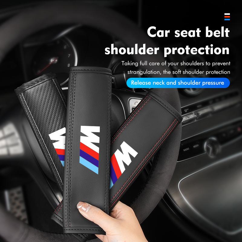MLKH2 For BMW Leather Car Seat Belt Shoulder Cover Protection Accessories E30 E34 E36 E39 E46 E52 E53 E60 E61 E62 E70 E71 E83
