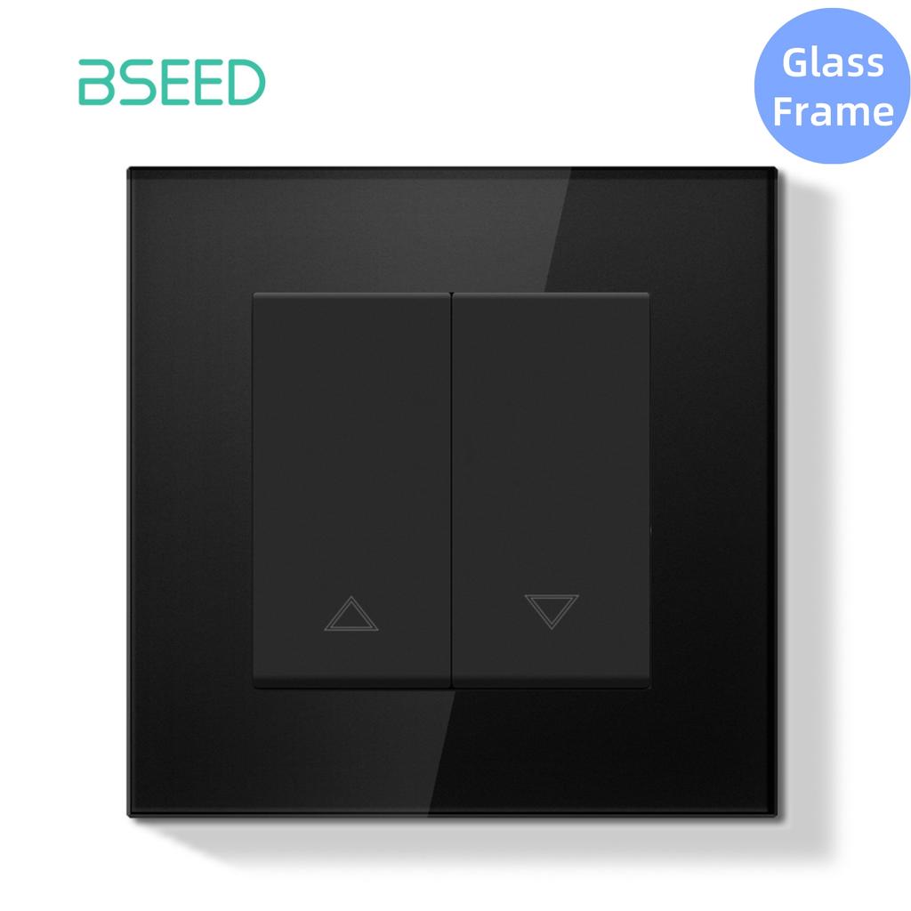 Механический выключатель штор BSEED Электрический выключатель роллет Настенный кнопочный выключатель для жалюзи Стеклянная пластиковая рамка Стандарт ЕС