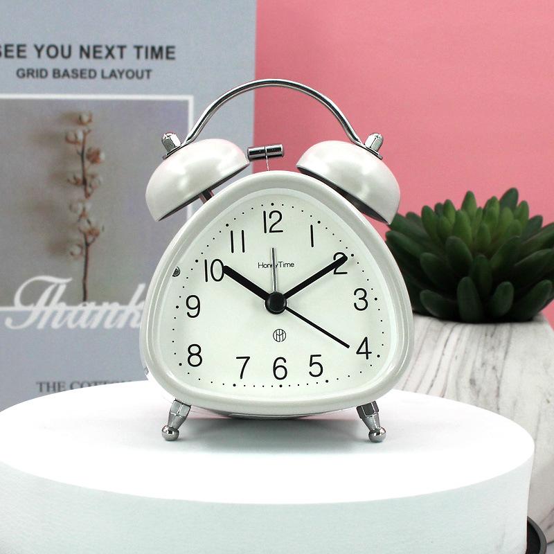 3-inch Metal Bedside Quiet Night Light Clock for Students and Office Workers