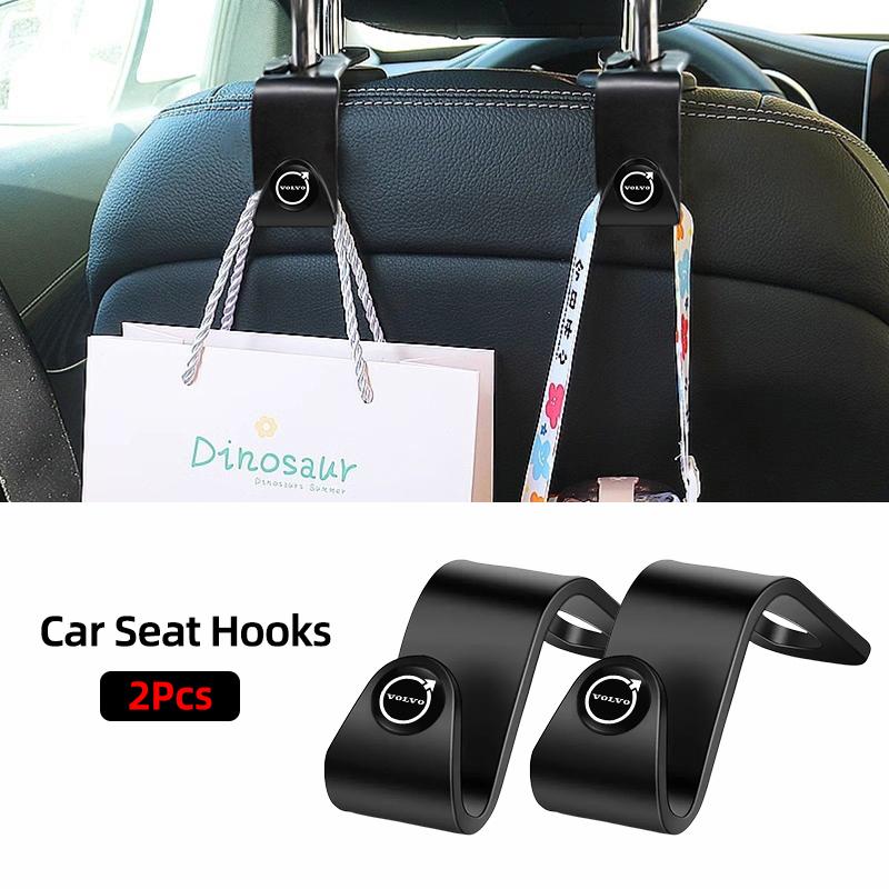 2/4Pcs Carbon Fibre Hook Car Seat Headrest Hook Organizer For Volvo ES90 EC40 EX40 EM90 XC90 V90 V60 XC60 V40 S80 S60 S90 XC40